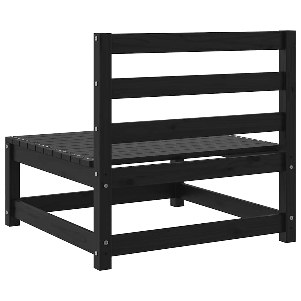 Garden Middle Sofas 3 pcs Black Solid Wood Pine