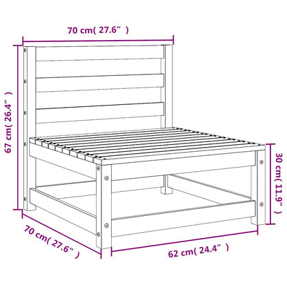 Garden Middle Sofas 3 pcs Black Solid Wood Pine