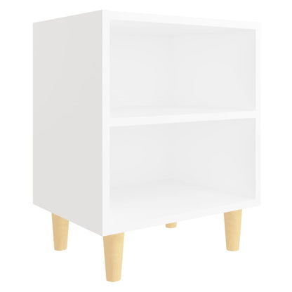 Bed Cabinets with Solid Wood Legs 2 pcs White 40x30x50 cm