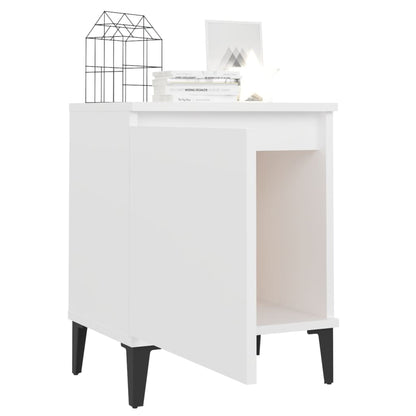 Bed Cabinets with Metal Legs White 40x30x50 cm