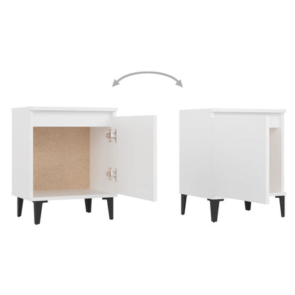 Bed Cabinets with Metal Legs White 40x30x50 cm