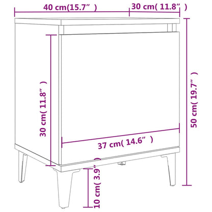 Bed Cabinets with Metal Legs White 40x30x50 cm