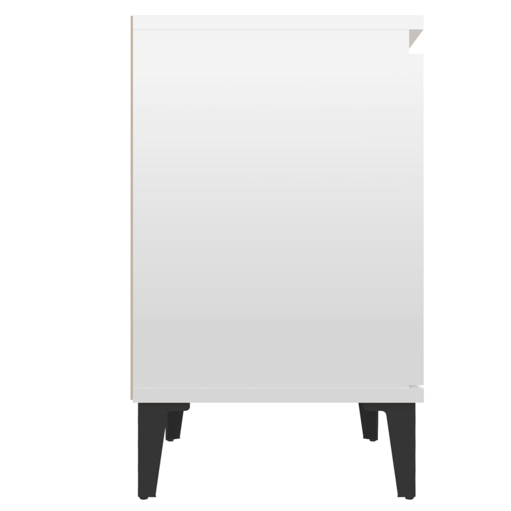 Bed Cabinet with Metal Legs High Gloss White 40x30x50 cm