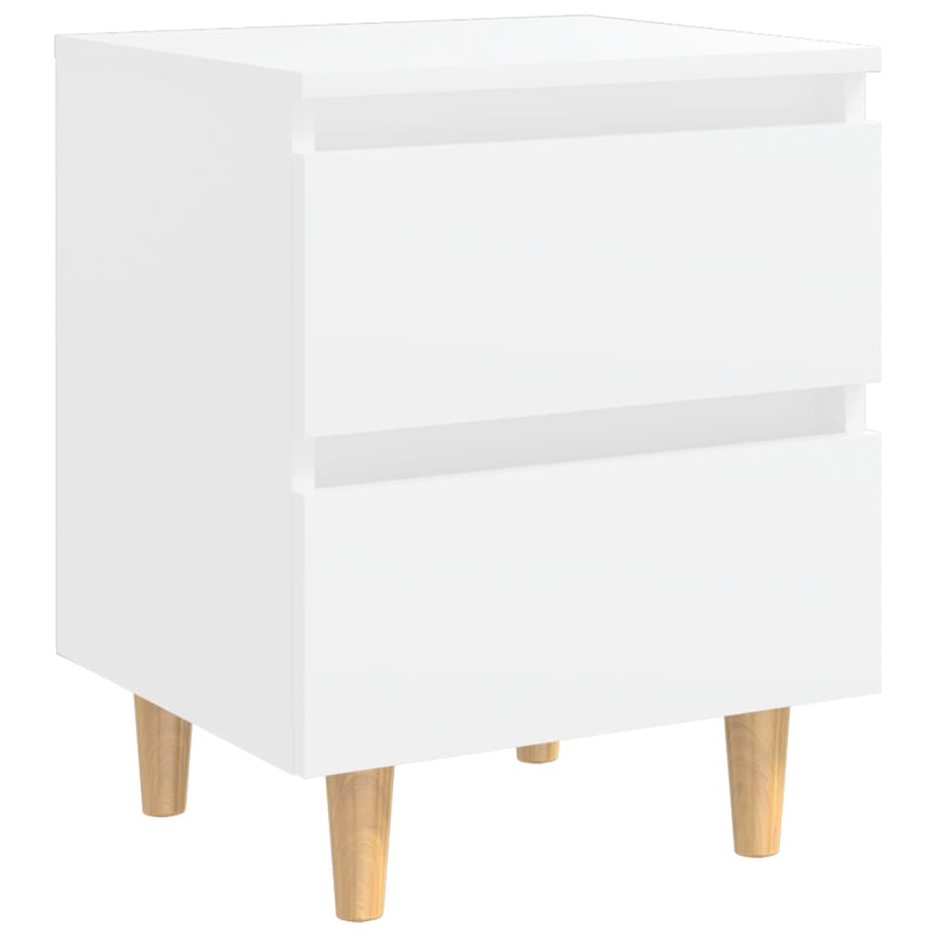 Bed Cabinets with Solid Pinewood Legs 2 pcs White 40x35x50 cm