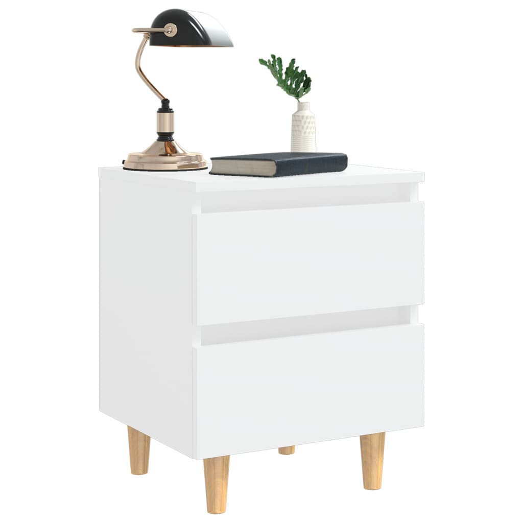 Bed Cabinets with Solid Pinewood Legs 2 pcs White 40x35x50 cm