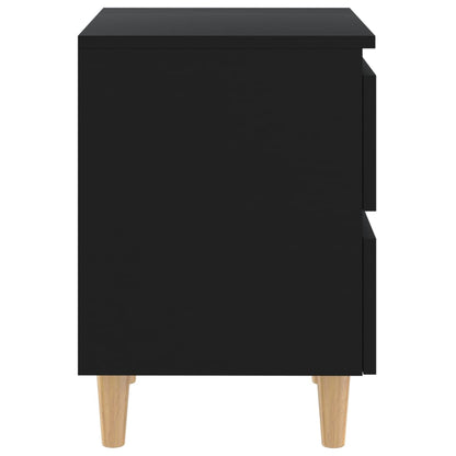Bed Cabinet with Solid Pinewood Legs Black 40x35x50 cm