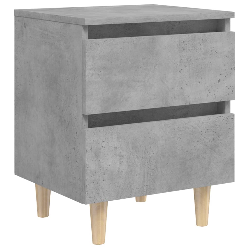 Bed Cabinet with Solid Pinewood Legs Concrete Grey 40x35x50 cm