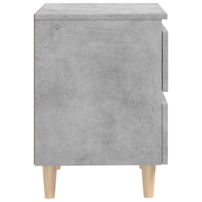 Bed Cabinet with Solid Pinewood Legs Concrete Grey 40x35x50 cm