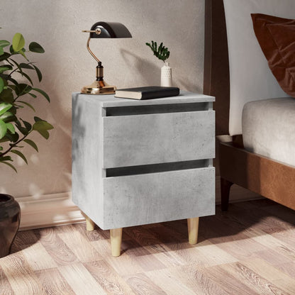 Bed Cabinet with Solid Pinewood Legs Concrete Grey 40x35x50 cm