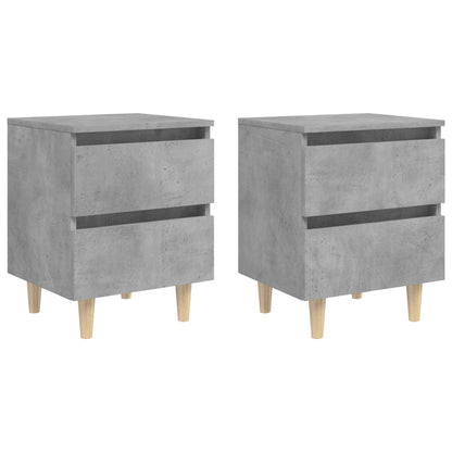 Bed Cabinets & Solid Pinewood Legs 2 pcs Concrete Grey 40x35x50 cm