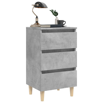 Bed Cabinets & Solid Wood Legs 2 pcs Concrete Grey 40x35x69 cm