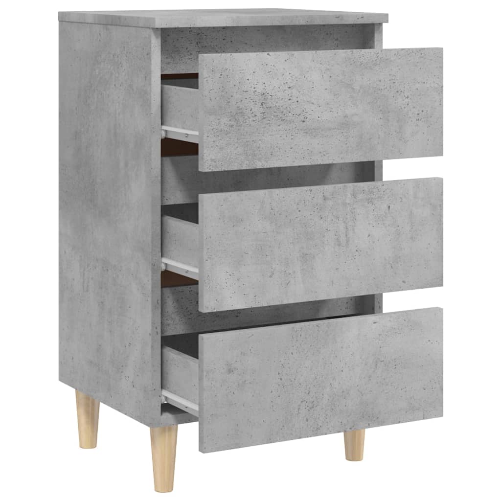 Bed Cabinets & Solid Wood Legs 2 pcs Concrete Grey 40x35x69 cm