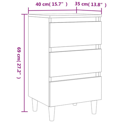 Bed Cabinets & Solid Wood Legs 2 pcs Concrete Grey 40x35x69 cm