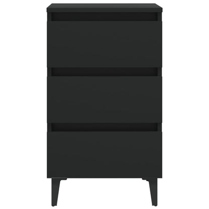 Bed Cabinet with Metal Legs Black 40x35x69 cm