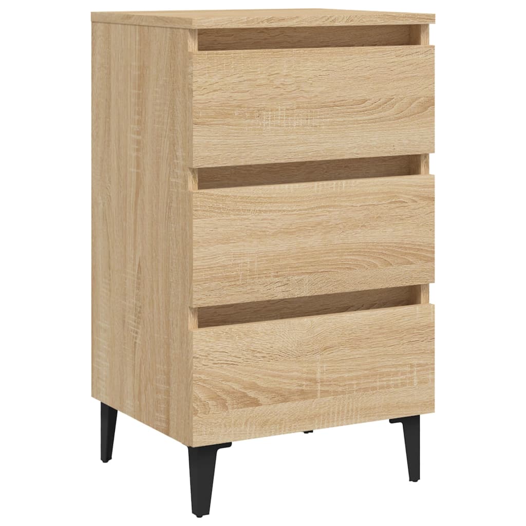 Bed Cabinet with Metal Legs Sonoma Oak 40x35x69 cm