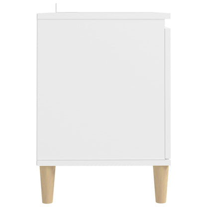 TV Cabinet with Solid Wood Legs White 103.5x35x50 cm