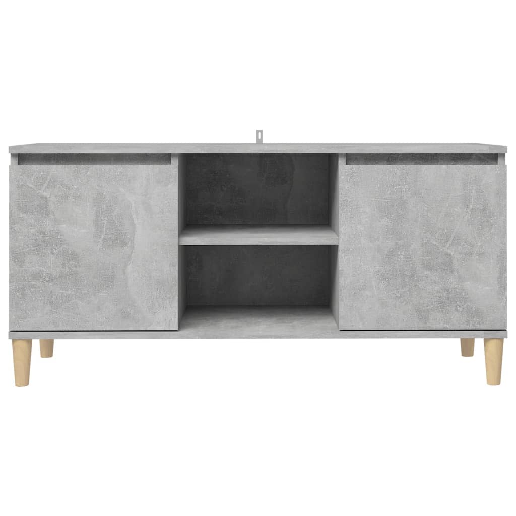 TV Cabinet with Solid Wood Legs Concrete Grey 103.5x35x50 cm