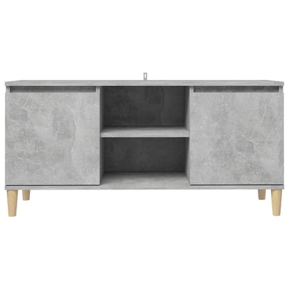 TV Cabinet with Solid Wood Legs Concrete Grey 103.5x35x50 cm