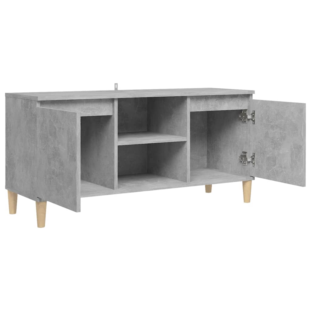 TV Cabinet with Solid Wood Legs Concrete Grey 103.5x35x50 cm