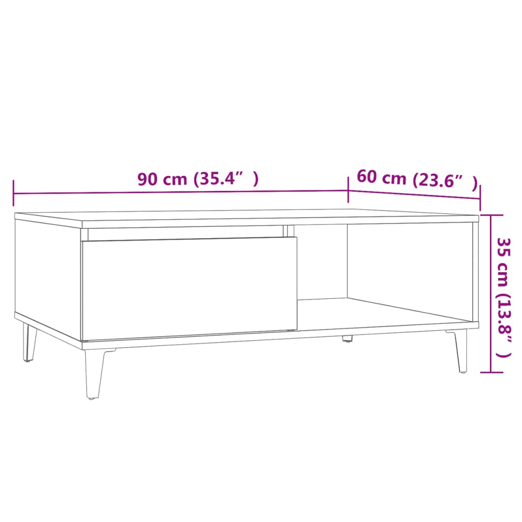 Coffee Table Concrete Grey 90x60x35 cm Engineered Wood