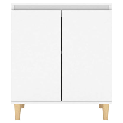 Sideboard with Solid Wood Legs White 60x35x70 cm Engineered Wood