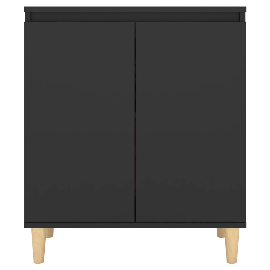 Sideboard with Solid Wood Legs Black 60x35x70 cm Engineered Wood