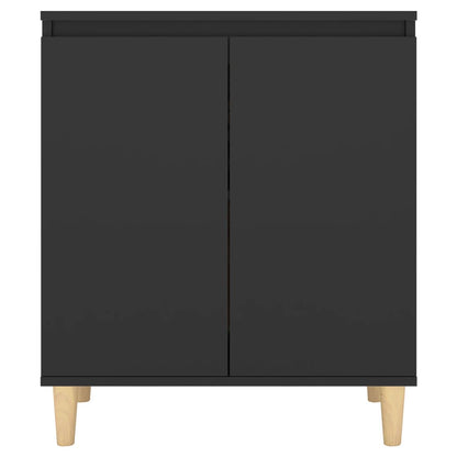 Sideboard with Solid Wood Legs Black 60x35x70 cm Engineered Wood