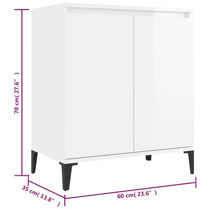 Sideboard High Gloss White 60x35x70 cm Engineered Wood