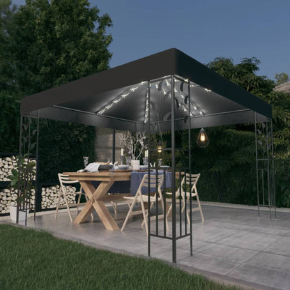 Gazebo with LED String Lights 3x3 m Anthracite