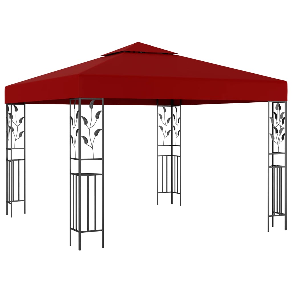 Gazebo with LED String Lights 3x3 m Wine Red