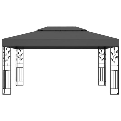 Gazebo with Double Roof&LED String Lights 3x4m Anthracite