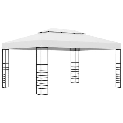 Gazebo with LED String Lights 4x3x2.7 m White