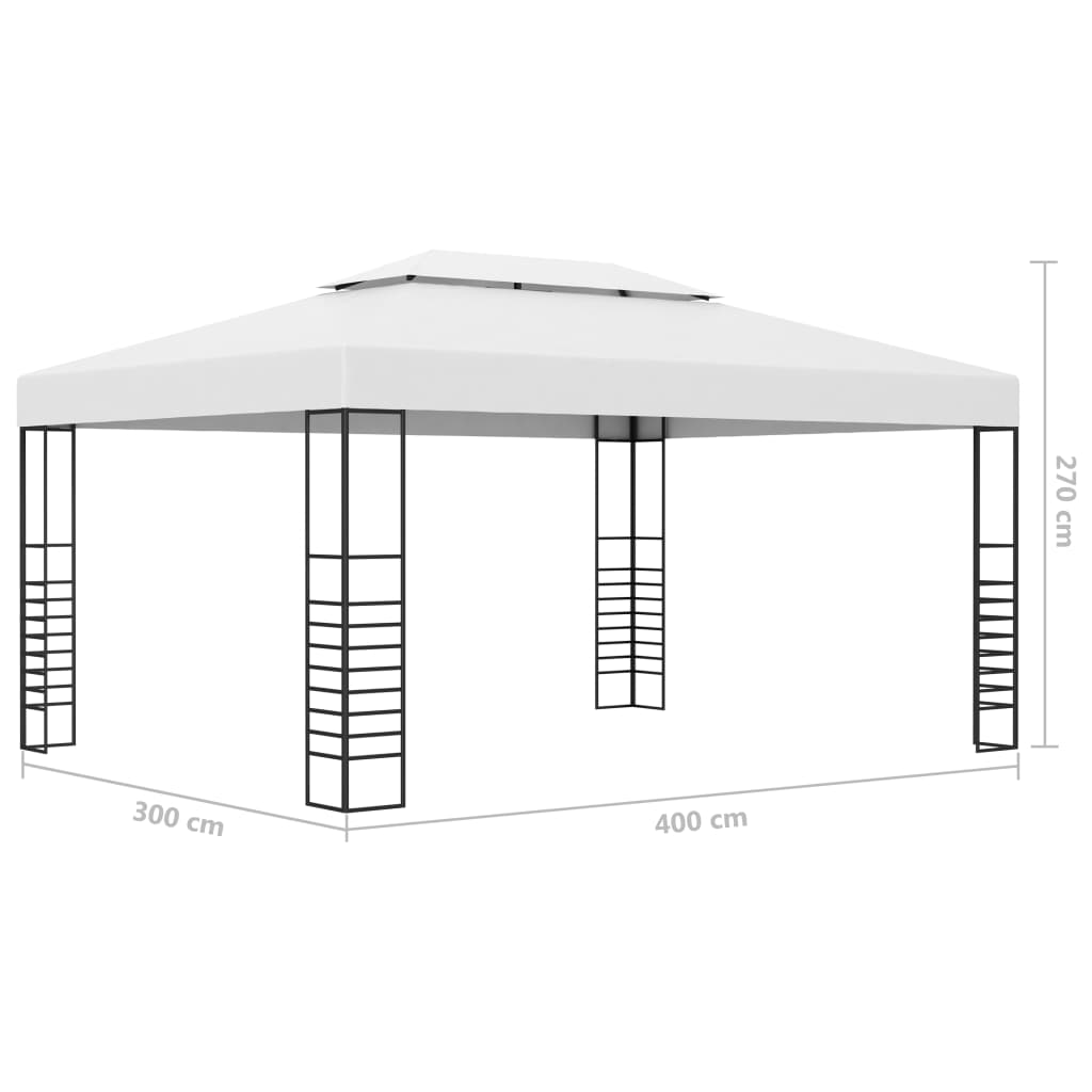 Gazebo with LED String Lights 4x3x2.7 m White