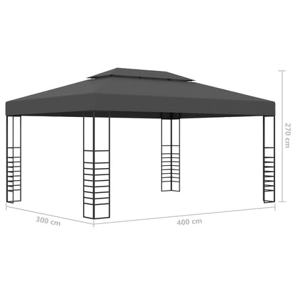 Gazebo with LED String Lights 3x4 m Anthracite