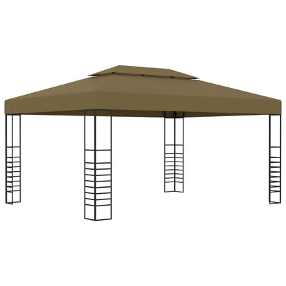 Gazebo with LED String Lights 3x4 m Taupe