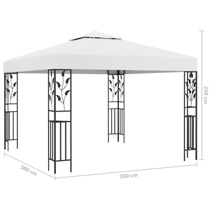 Gazebo with LED String Lights 3x3 m White