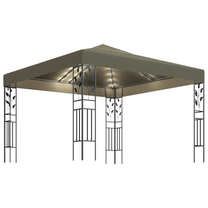 Gazebo with LED String Lights 3x3 m Taupe