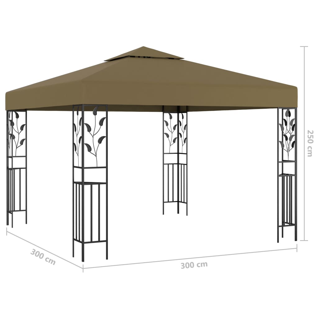 Gazebo with LED String Lights 3x3 m Taupe