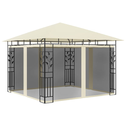 Gazebo with Mosquito Net&LED String Lights 3x3x2.73 m Cream