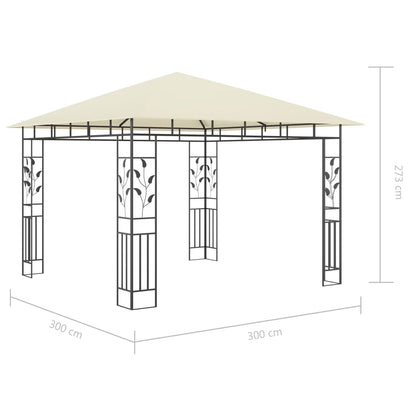 Gazebo with Mosquito Net&LED String Lights 3x3x2.73 m Cream