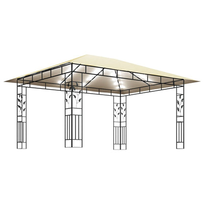 Gazebo with Mosquito Net&LED String Lights 4x3x2.73 m Cream