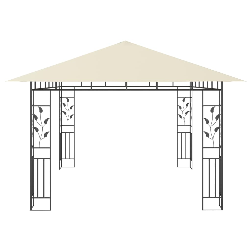 Gazebo with Mosquito Net&LED String Lights 4x3x2.73 m Cream