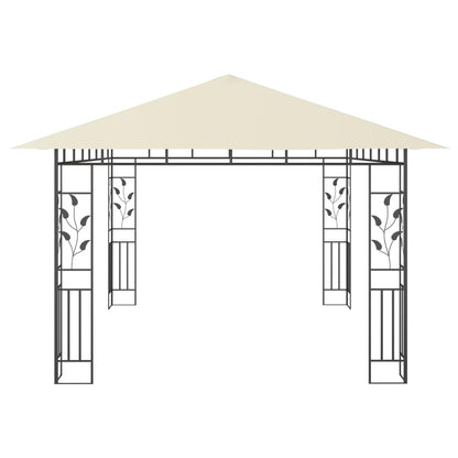 Gazebo with Mosquito Net&LED String Lights 4x3x2.73 m Cream