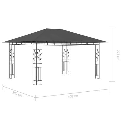 Gazebo with Mosquito Net&LED String Lights 4x3x2.73m Anthracite