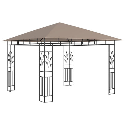 Gazebo with Mosquito Net&LED String Lights 3x3x2.73 m Taupe