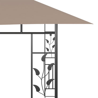 Gazebo with Mosquito Net&LED String Lights 4x3x2.73 m Taupe