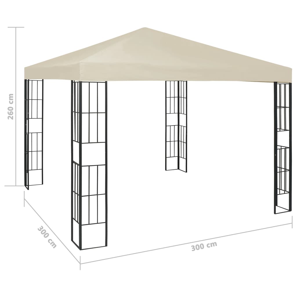 Gazebo with LED String Lights 3x3 m Cream