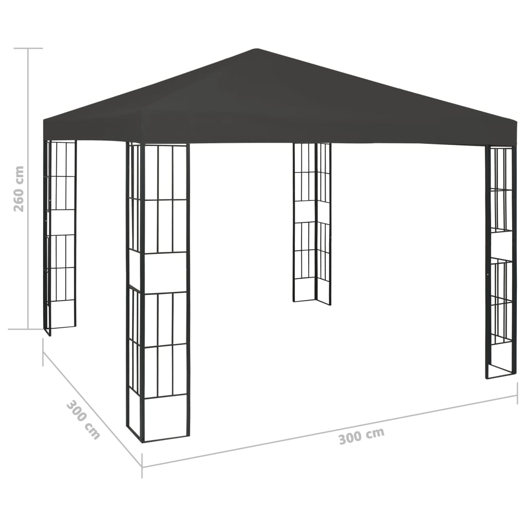 Gazebo with LED String Lights 3x3 m Anthracite