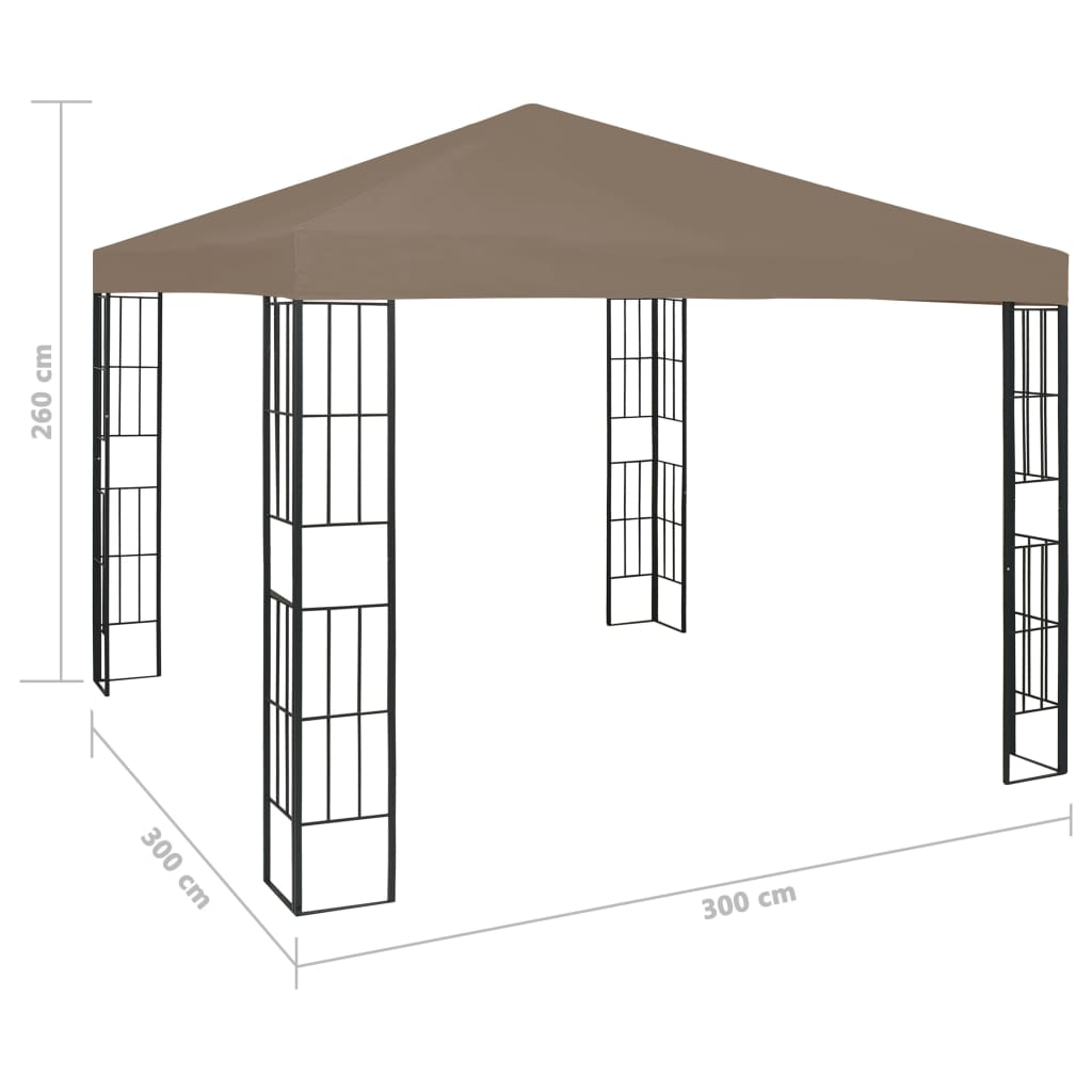 Gazebo with LED String Lights 3x3 m Taupe