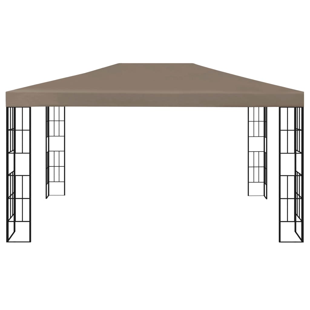 Gazebo with LED String Lights 4x3 m Taupe